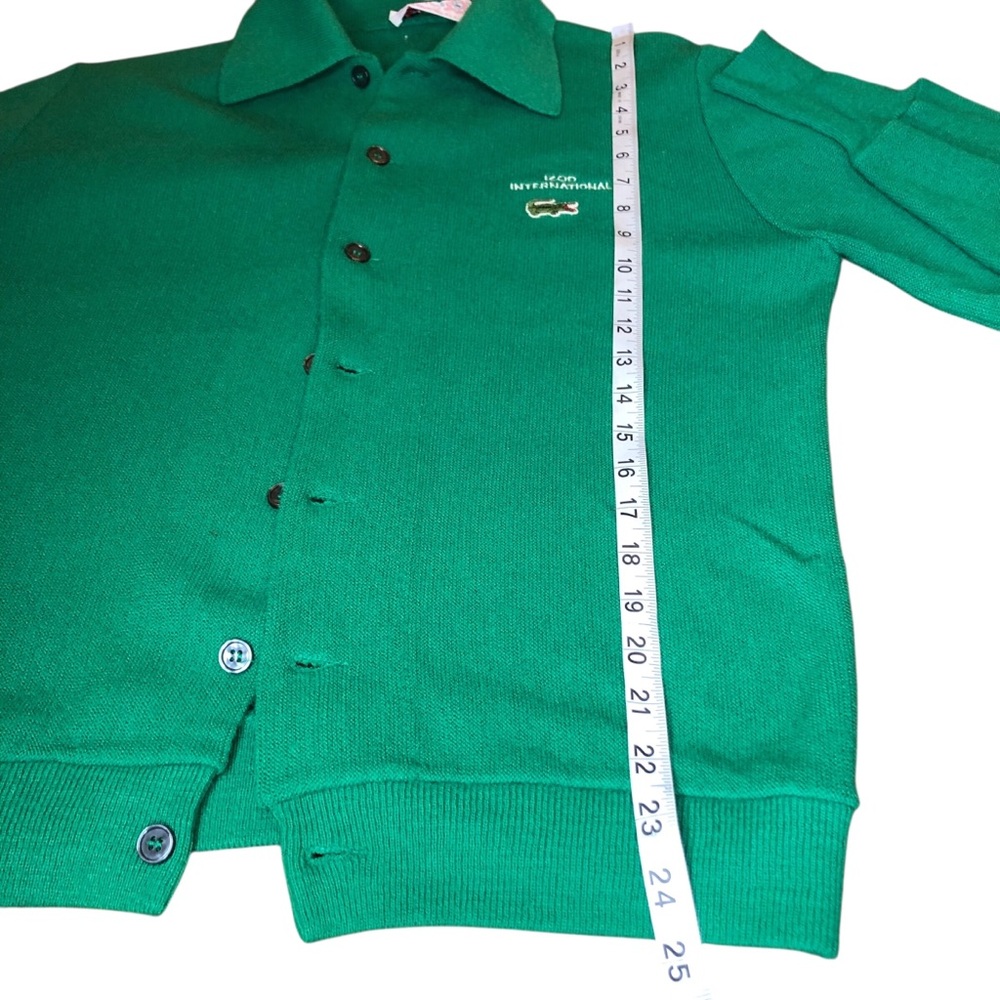 Vintage Izod of London Lacoste Cardigan Men’s Medium Green Alligator Logo Preppy - Picture 7 of 10